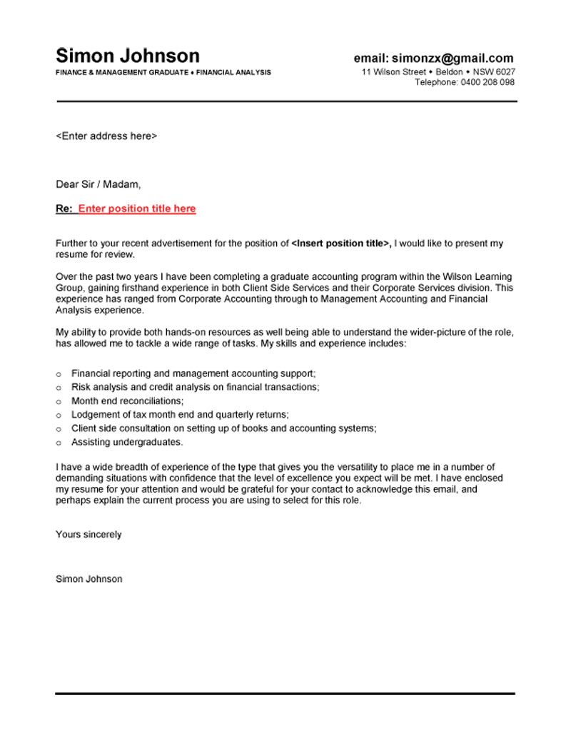Commercial credit analyst cover letter